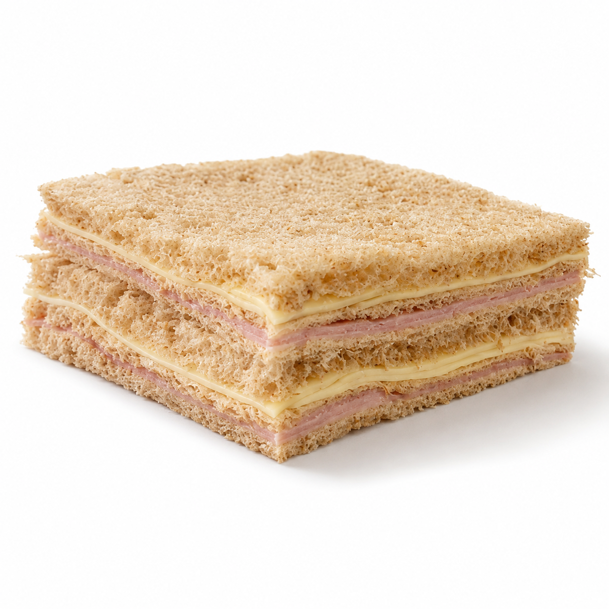 Sándwich de miga de jamón y queso en pan negro